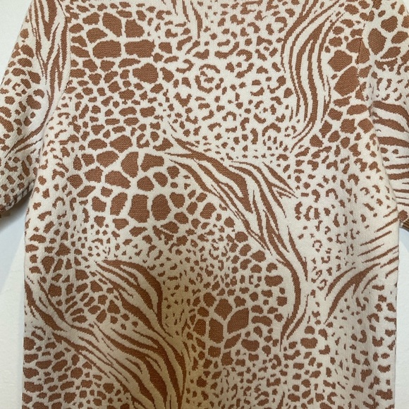 Ann Taylor Mixed Animal Print Knit Shift Dress Ribbed Trim Size M/P - Picture 8 of 12